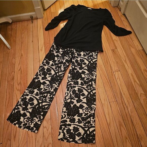 ANN TAYLOR LOFT NAVY & WHITE LINEN MARISA PANTS - Picture 1 of 9
